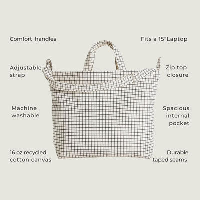 Baggu Horizontal ZIP Duck Bag - Natural Grid