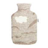 Hot Water Bottle Woollen Cover - Beige White