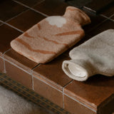 Hot Water Bottle Woollen Cover - Beige White