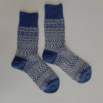 Nishiguchi Kutsushita Wool Jacquard Sock Blue
