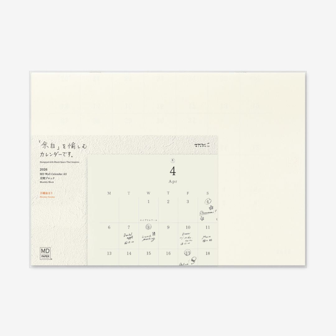 Midori MD - 2026 Folded Wall Calendar - A3_Simple_BEautiful_Things