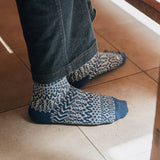Nishiguchi Kutsushita Wool Jacquard Socks - Seagull Blue