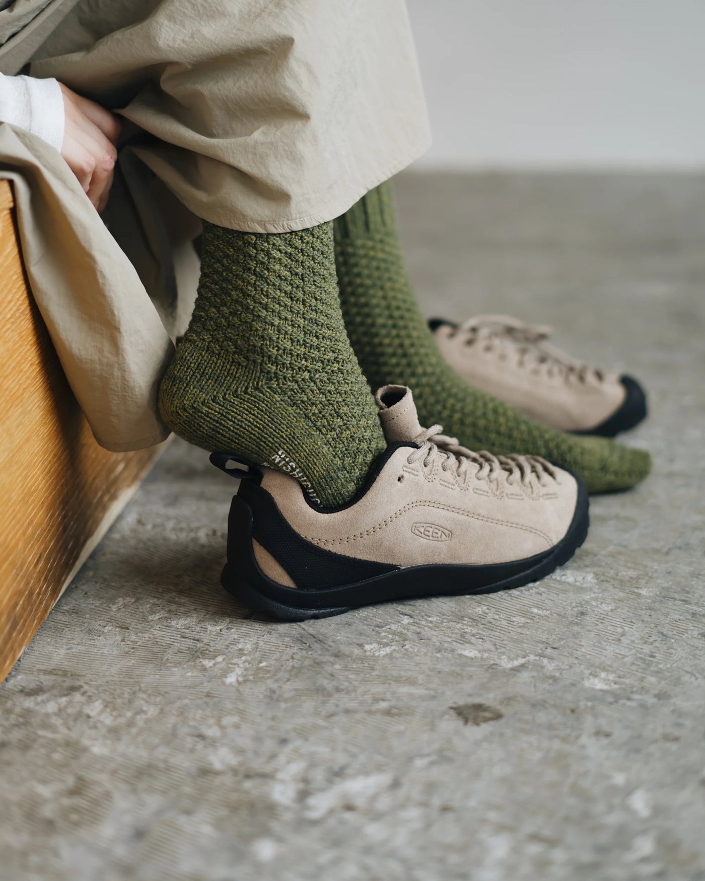 Nishiguchi Kutsushita Wool Cotton Boot Socks - Moss Green