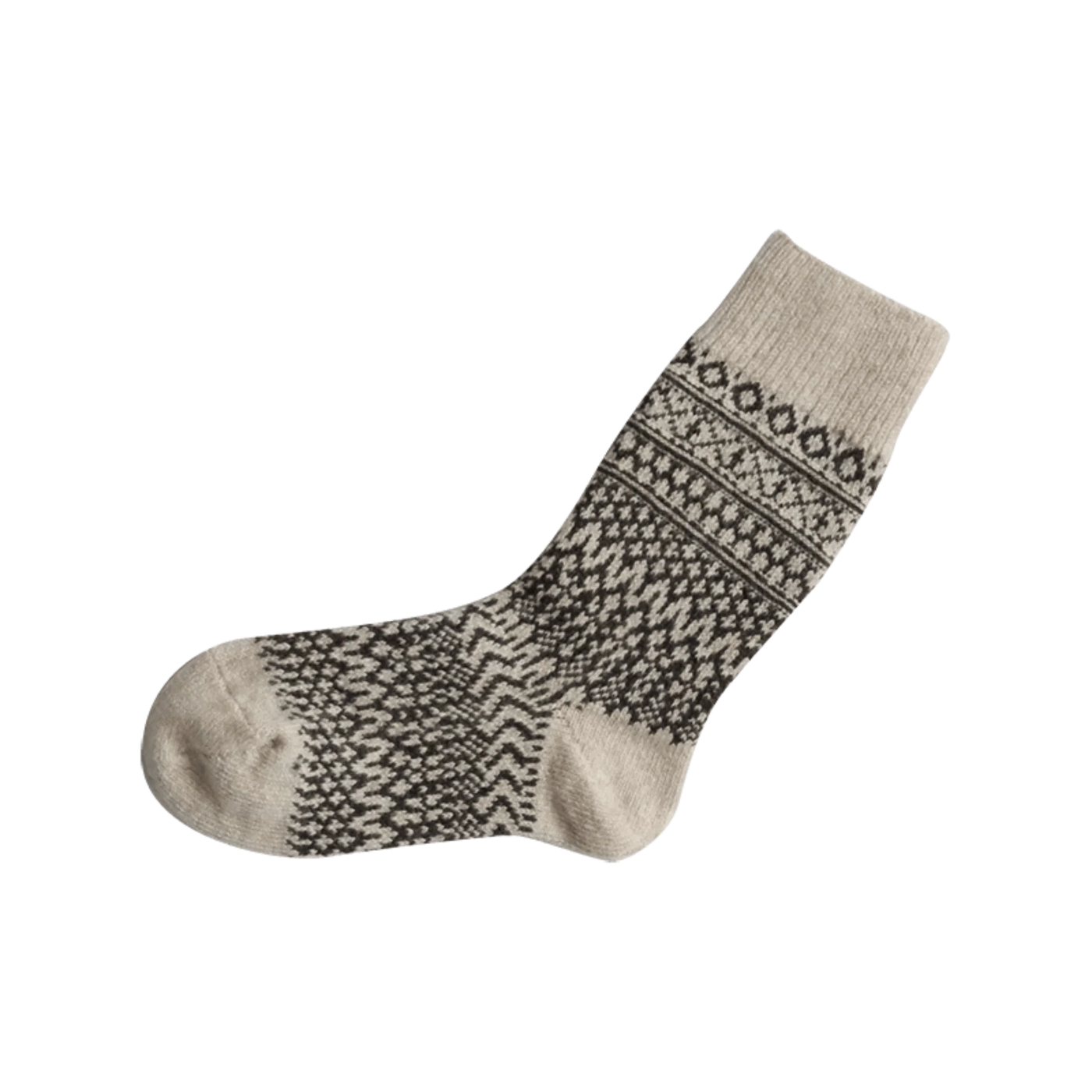 Nishiguchi Kutsushita Wool Jacquard Socks - Oatmeal