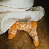 Nishiguchi Kutsushita Wool Jacquard Socks - Lantern Orange