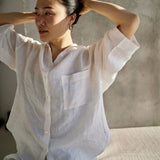 Mungo Linen Pyjama Shirt - White