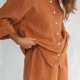 Mungo Linen Pyjama Short - Terracotta