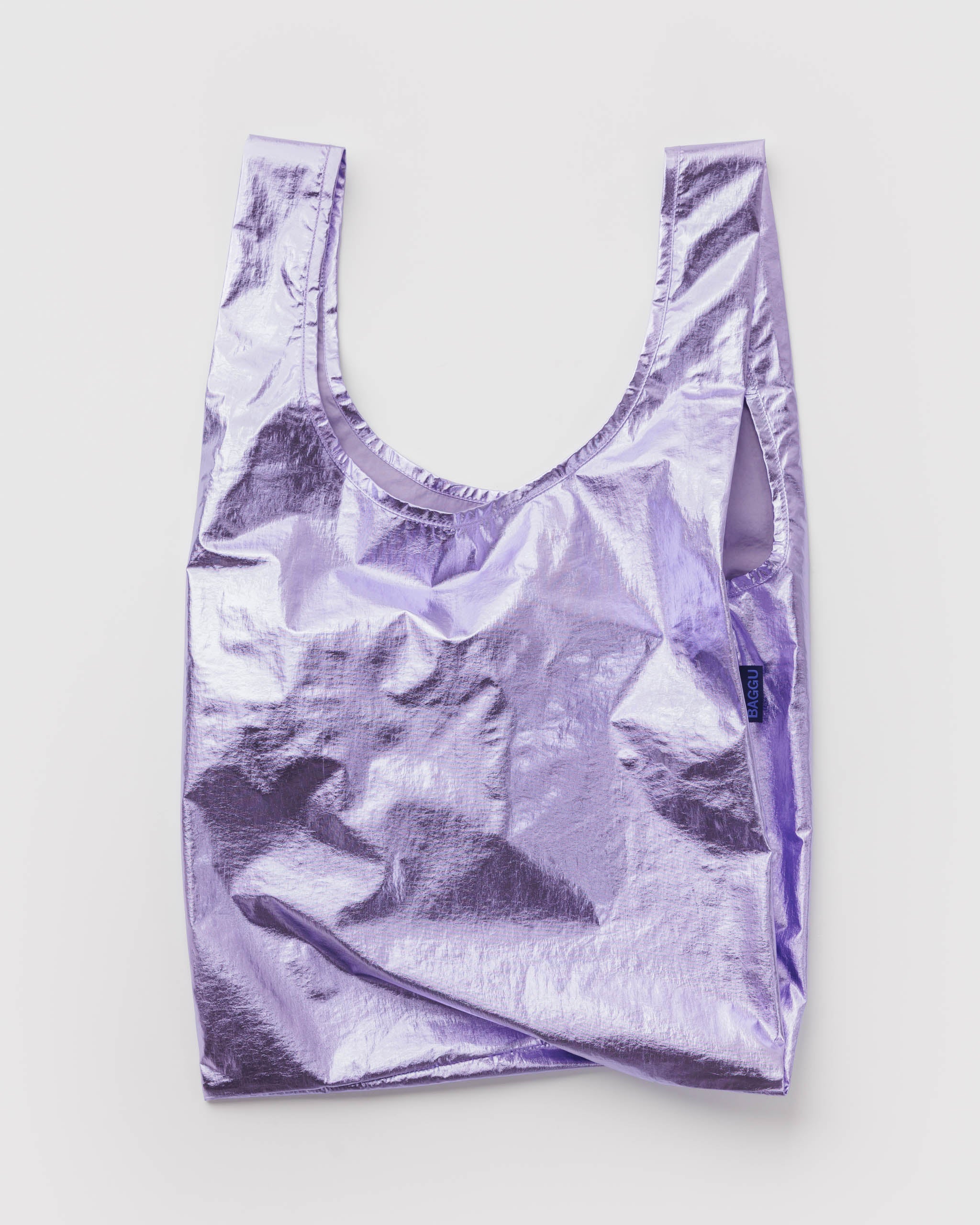 Standard Baggu Bag - Lavender Metallic. Reusable shopping tote.