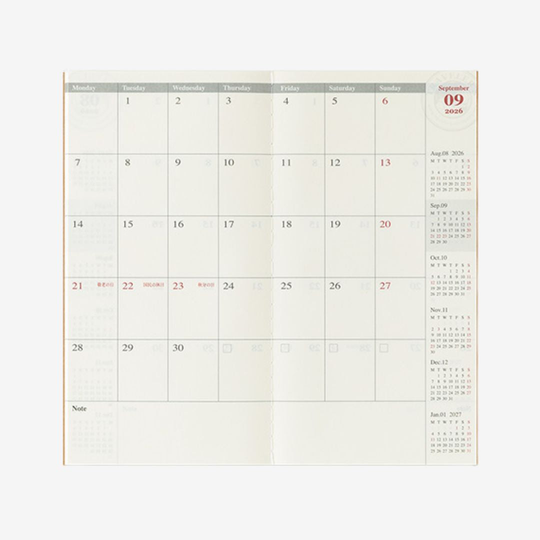 Traveler's Notebook 2026 Monthly Diary