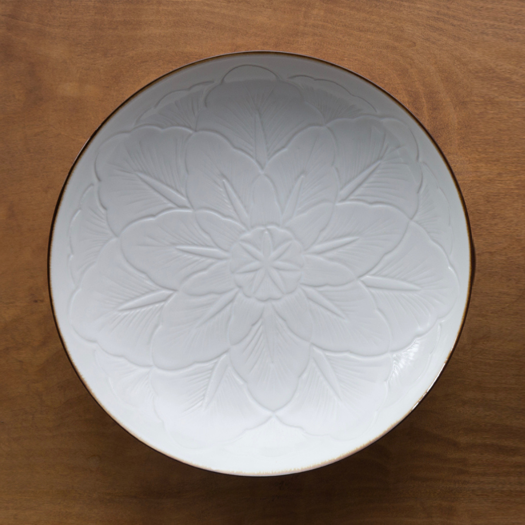 Jicon Flower Dish 23cm Off-White Rust rim_Simple_Beautiful_Things