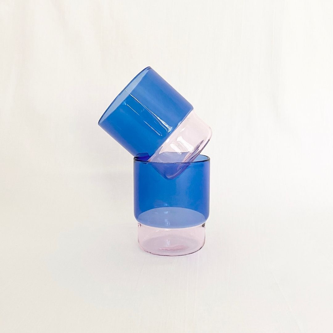 Two-tone Stacking Glass 300ml - Blue / Pink