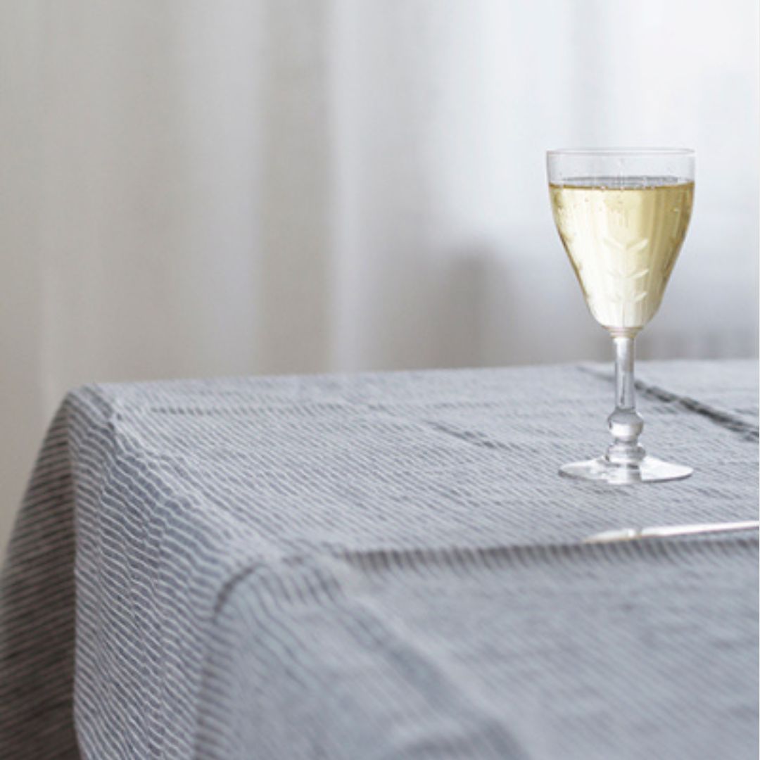Linen Tablecloth - Grey/ White stripe_Simple_Beautiful_Things