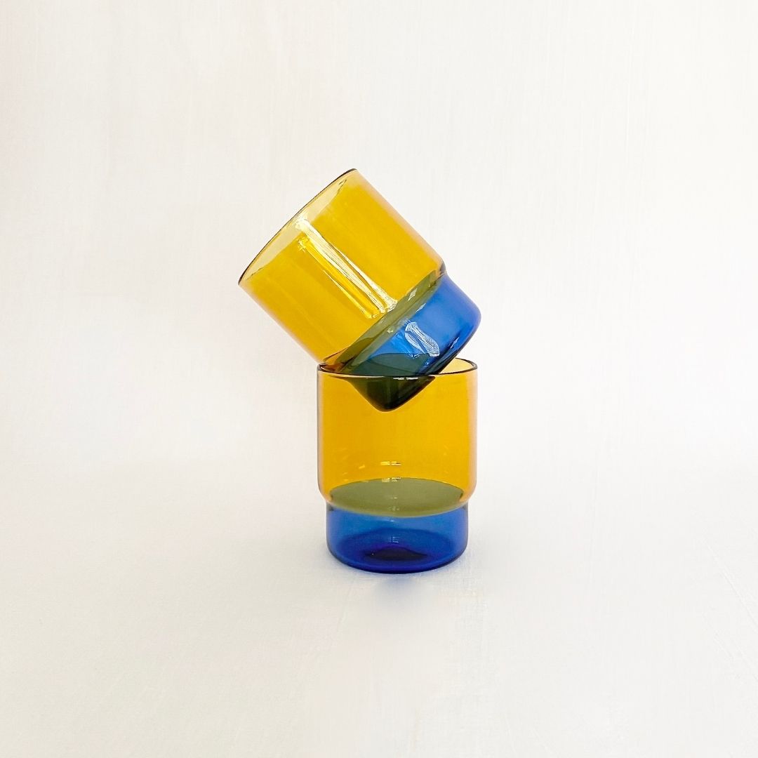 Two-tone Stacking Glass 300ml - Yellow / Blue