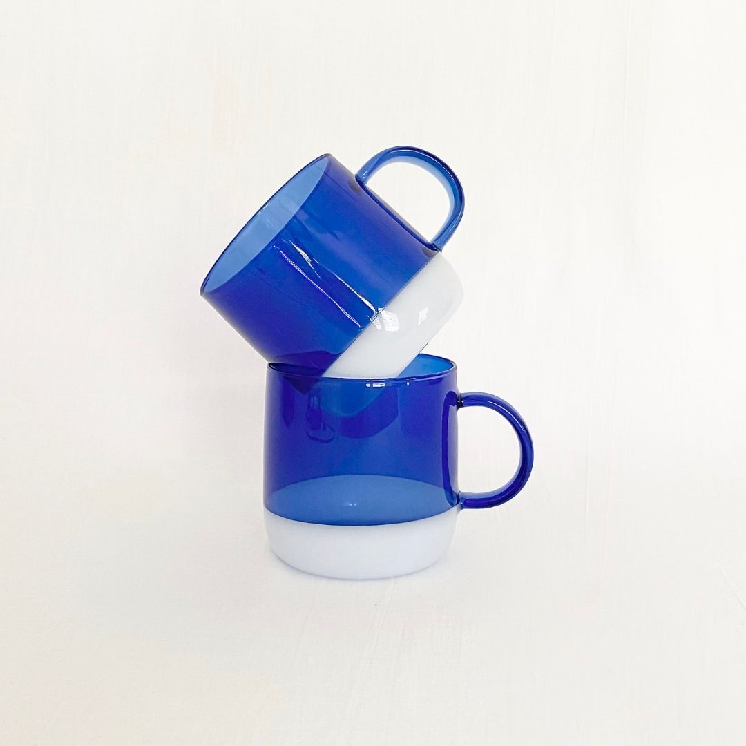Glass Two-tone Mug 350ml - Blue_Simple_beautiful_things