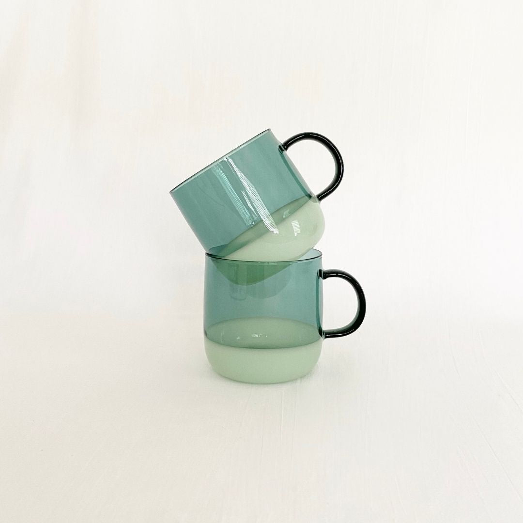 Glass Two-tone Mug 350ml - Green_Simple_beautiful_things