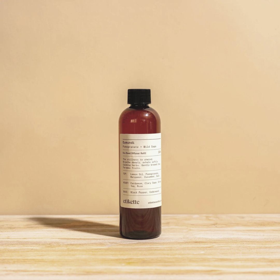 Etikette Reed Diffuser Refill EUMUNDI - Pomegranate / Wild Sage - 250ml_Simple_Beautiful_Things