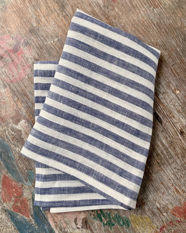 Fog_Linen_Tea_Towel_blue-Stripe_on-Table_Simple_Beautiful_Things