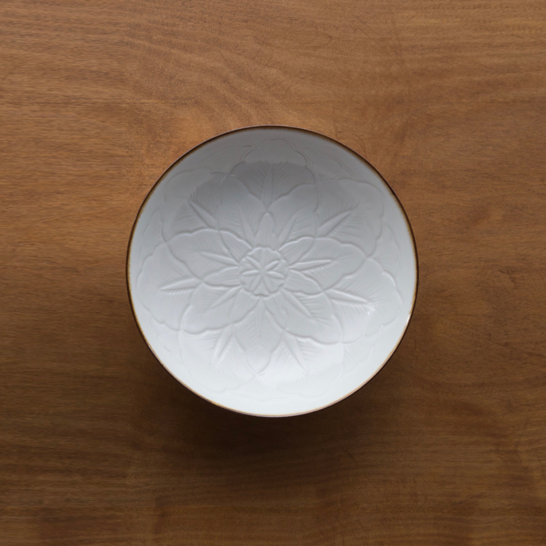 Jicon Flower Dish 15.4cm Off-White Rust rim_Simple_Beautiful_Things